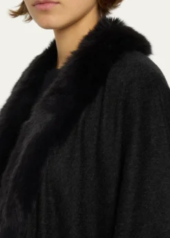 Sofia CashmereCashmere Cape With Faux Fur Trim