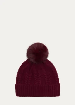 Sofia CashmereFaux Fur Pom Cashmere Beanie