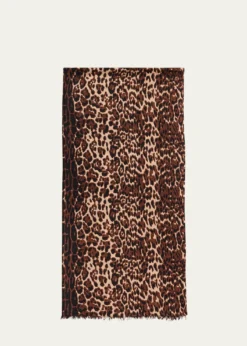Sofia CashmereLightweight Cashmere Leopard-Print Scarf