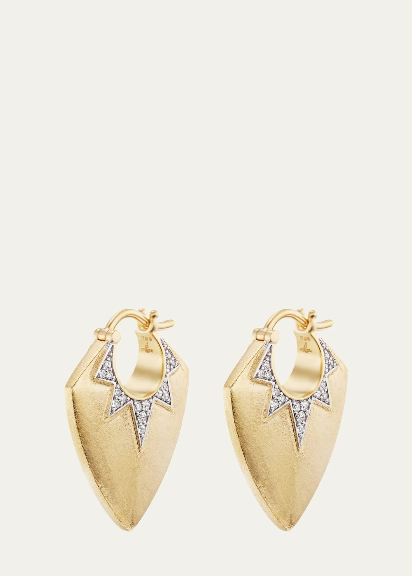Sorellina18K Yellow Gold Guitar Pick Earrings with Diamonds
