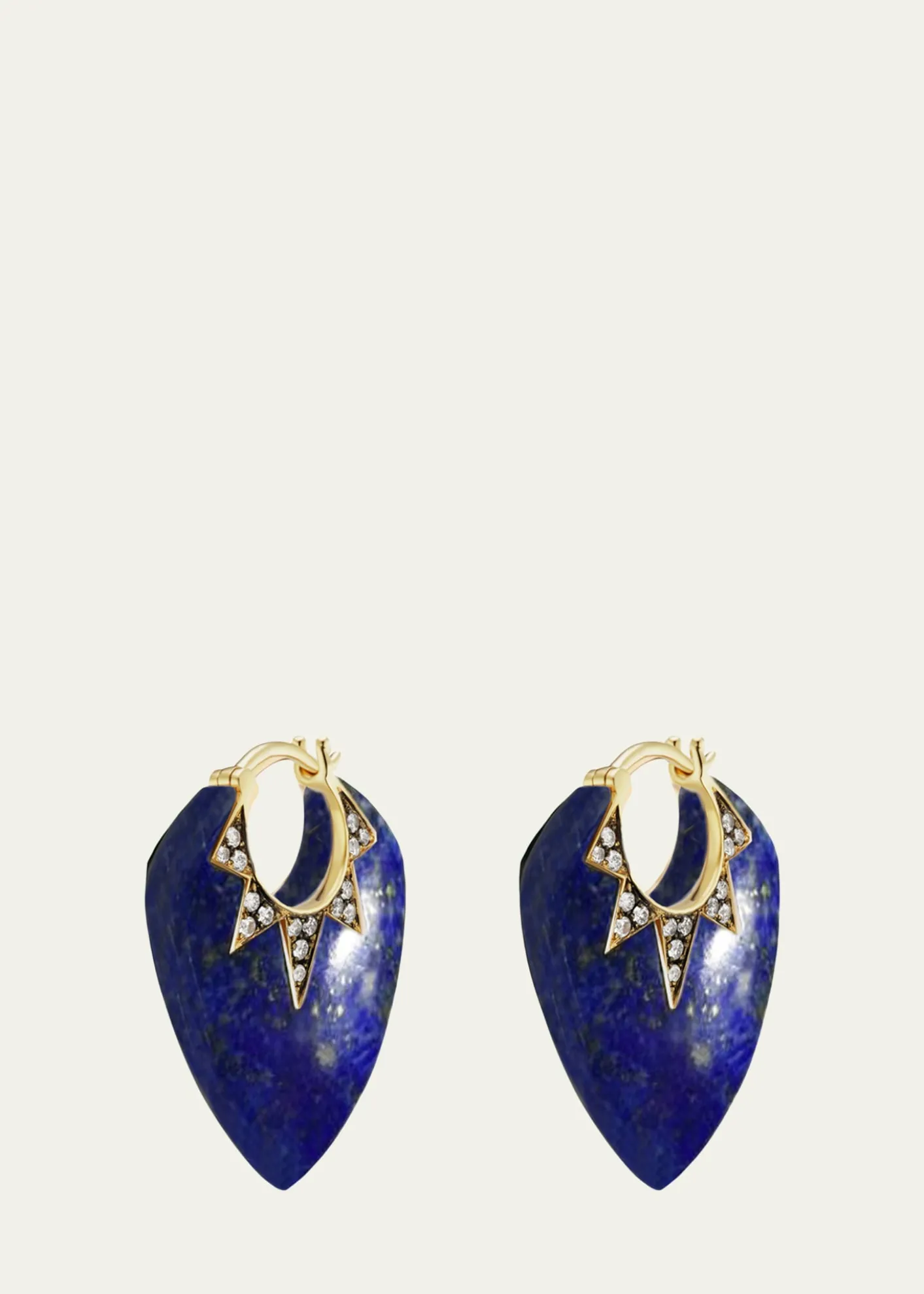 Sorellina18K Yellow Gold Lapis Guitar Pick Earrings with Diamonds