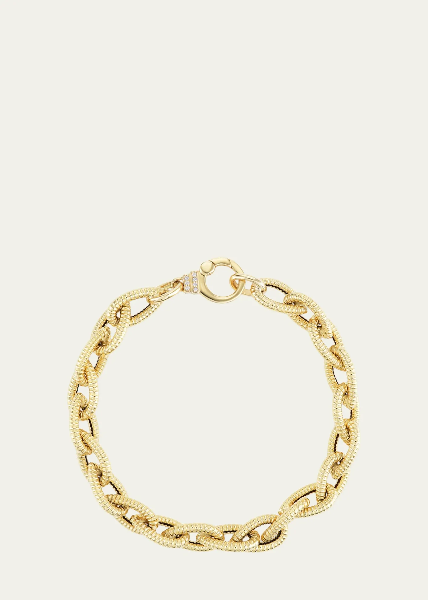 SorellinaTextured Teardrop Chain Bracelet with Diamond Clasp