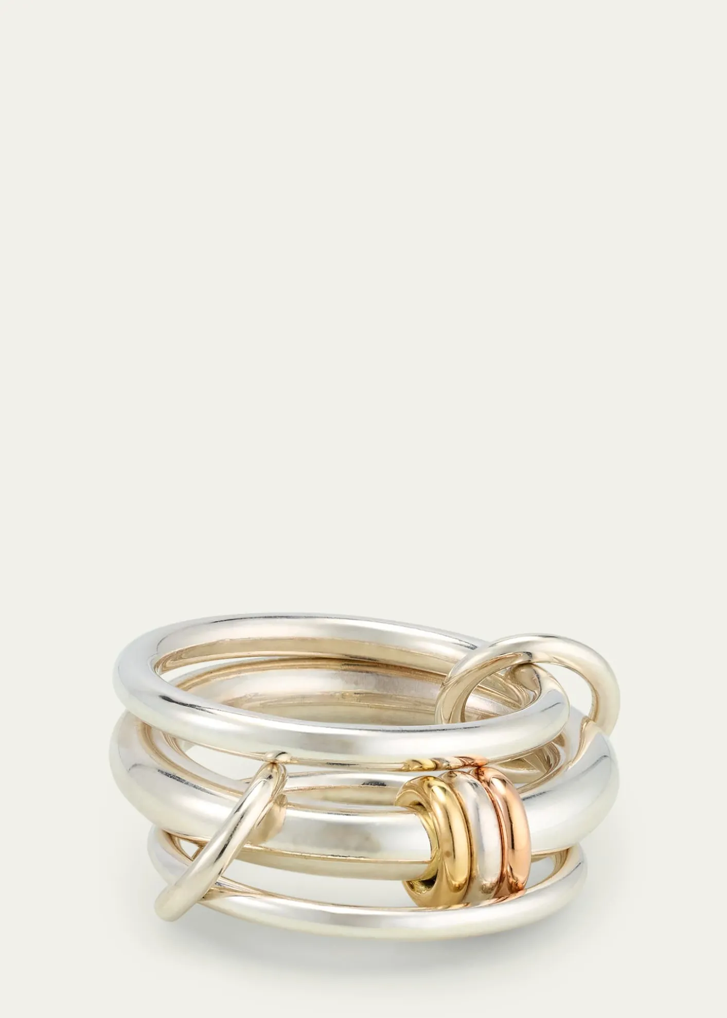 Spinelli KilcollinGemini SG Three Link Ring in Sterling Silver with Mixed Metal Accents