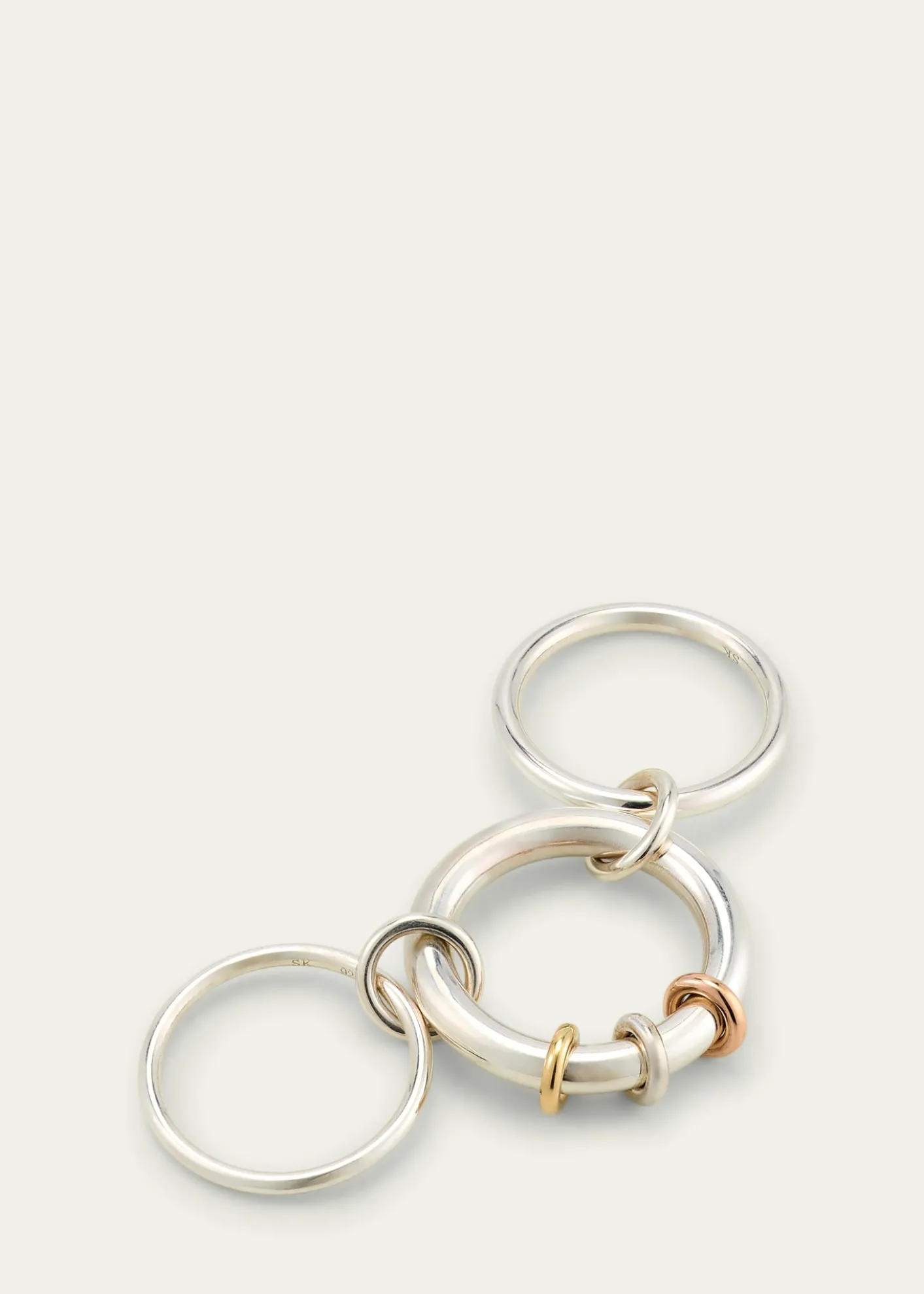 Spinelli KilcollinGemini SG Three Link Ring in Sterling Silver with Mixed Metal Accents