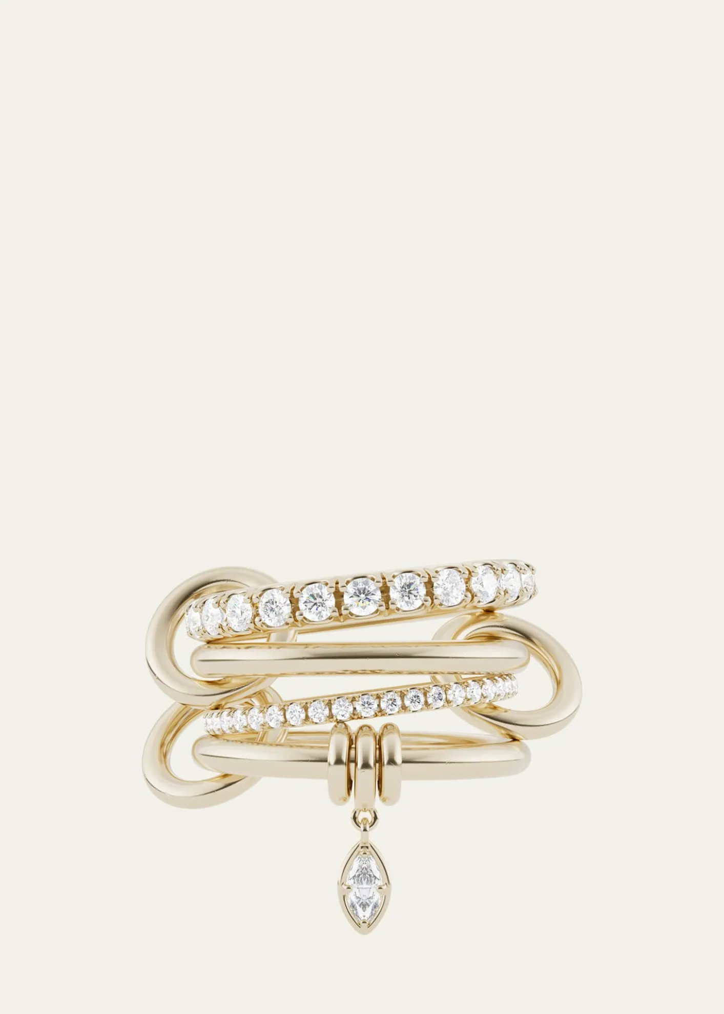 Spinelli KilcollinInara Marquise Yellow Gold Ring with Diamonds