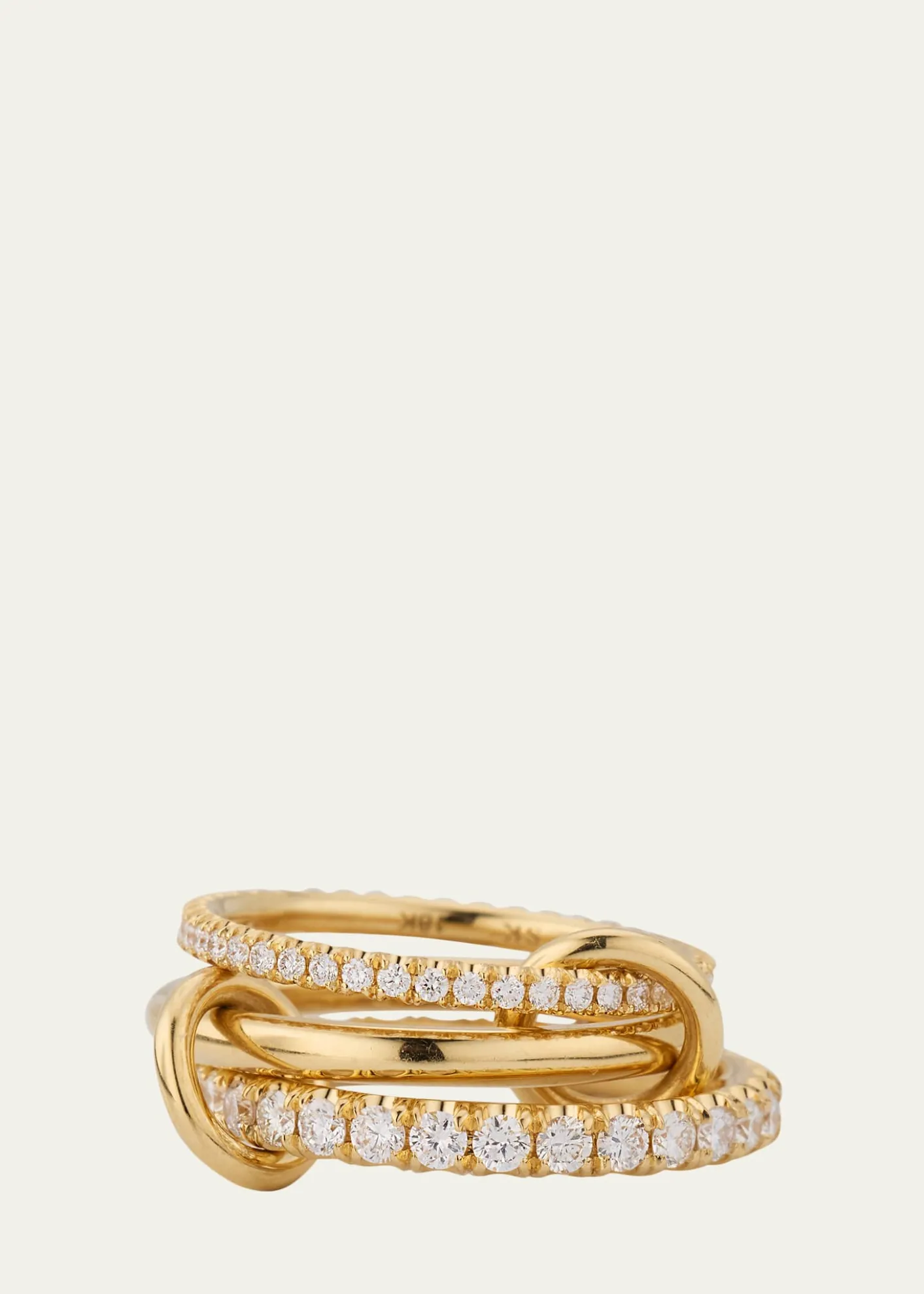 Spinelli KilcollinNorah Yellow Gold Pave 3-Link Ring