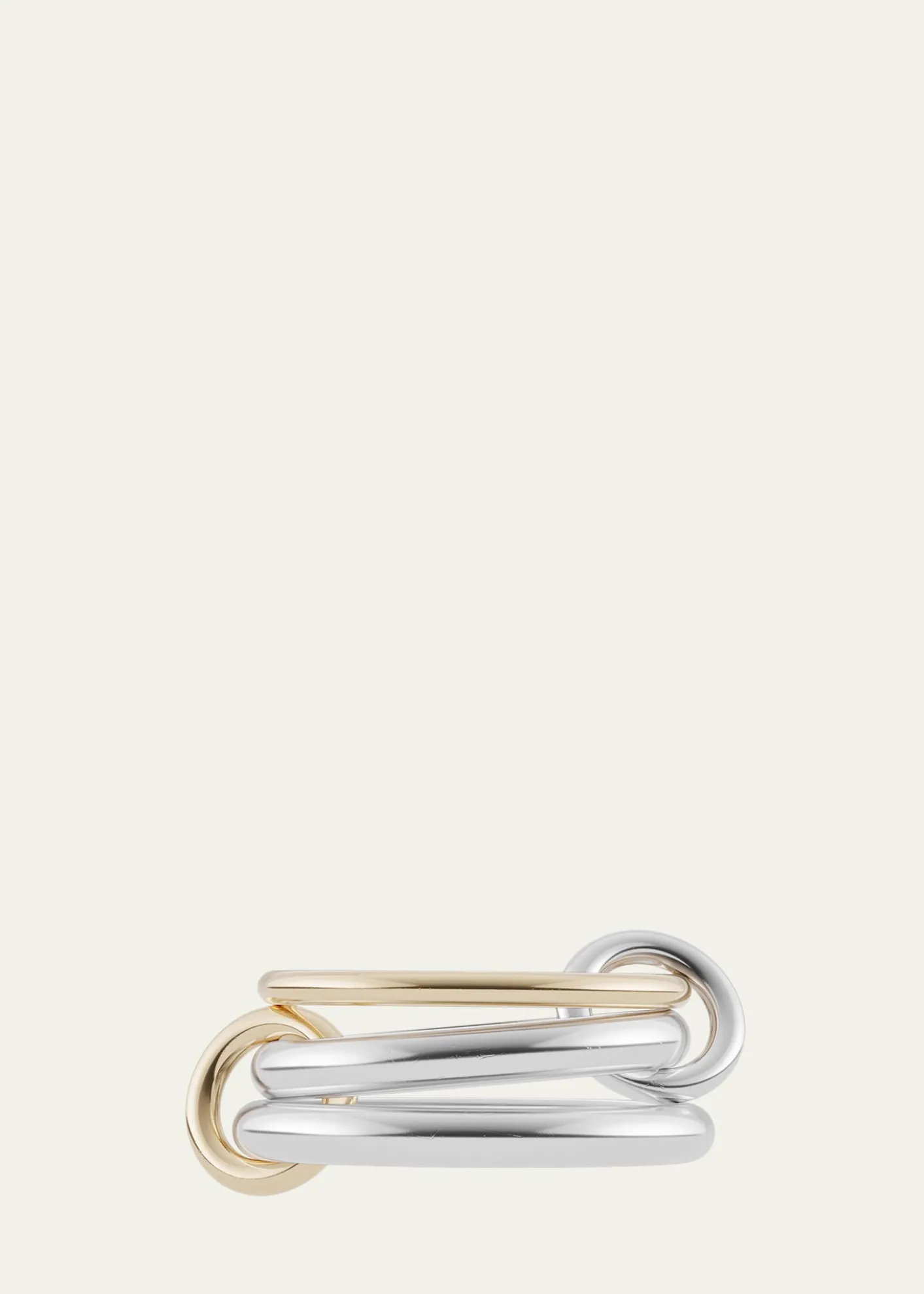 Spinelli KilcollinScorpio Silver and Gold 3 Linked Ring, Size 6.5