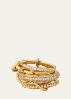 Spinelli KilcollinVenus 18K Yellow Gold 5-Link Ring with Diamonds