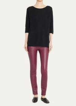 SPRWMNHigh-Waist Flare-Leg Cropped Leather Leggings