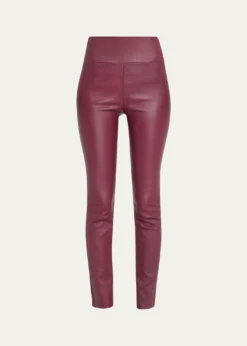 SPRWMNHigh-Waist Flare-Leg Cropped Leather Leggings