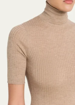 SPRWMNRib-Knit Cashmere Turtleneck Top