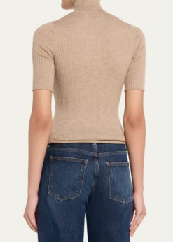 SPRWMNRib-Knit Cashmere Turtleneck Top
