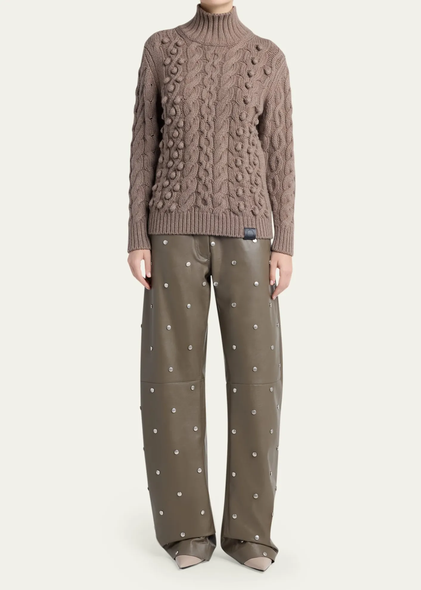 Stella McCartneyAlter Mat Faux-Leather Studded Barrel-Leg Pants