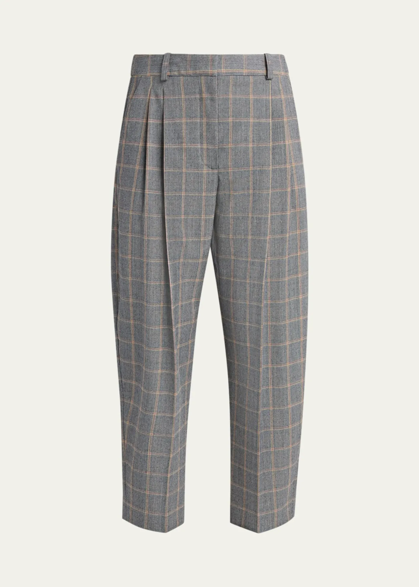 Stella McCartneyCheck Tapered Barrel-Leg Crop Trousers