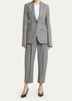 Stella McCartneyCheck Tapered Barrel-Leg Crop Trousers