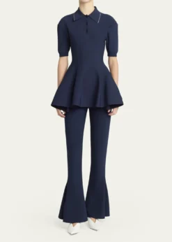 Stella McCartneyCompact Knit Peplum Flare Pants
