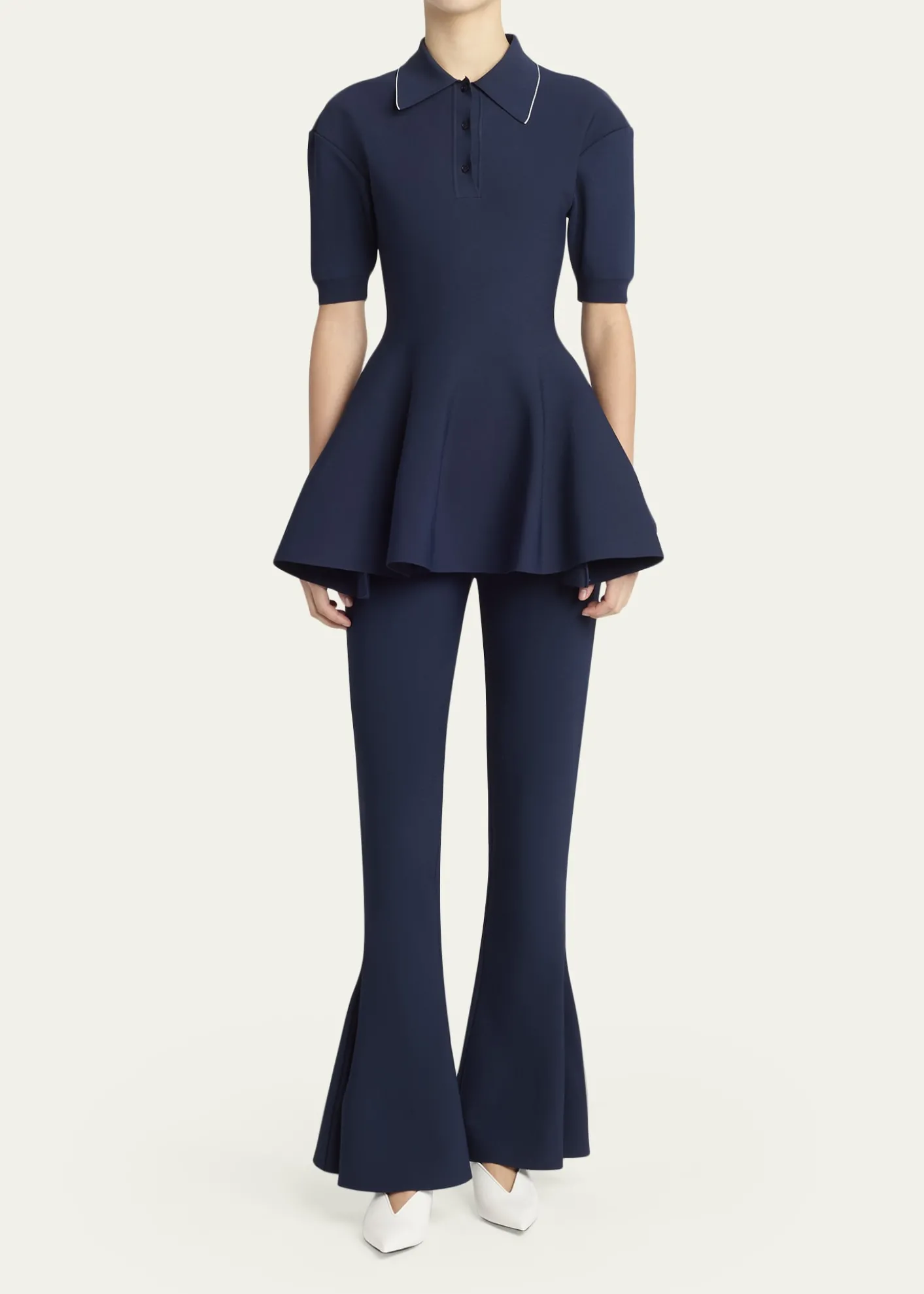 Stella McCartneyCompact Knit Peplum Flare Pants