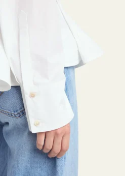 Stella McCartneyCotton Poplin Button-Front Peplum Shirt