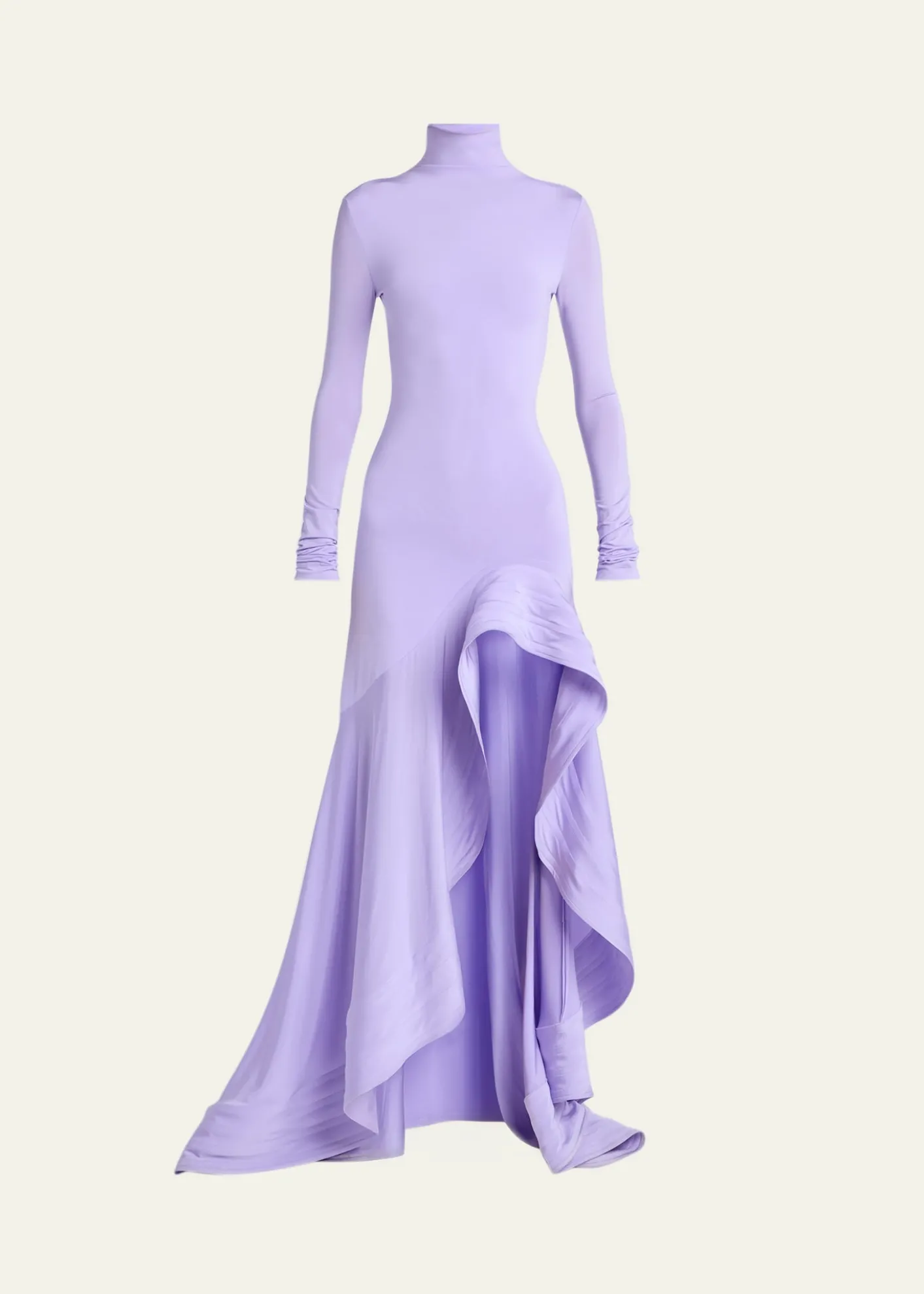 Stella McCartneyCrepe Jersey Frill Long-Sleeve High-Low Dress