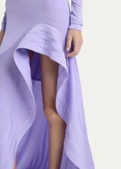 Stella McCartneyCrepe Jersey Frill Long-Sleeve High-Low Dress