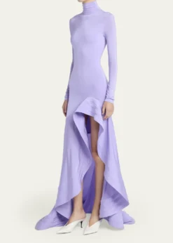 Stella McCartneyCrepe Jersey Frill Long-Sleeve High-Low Dress
