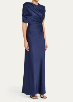 Stella McCartneyDraped Capelet Satin Gown