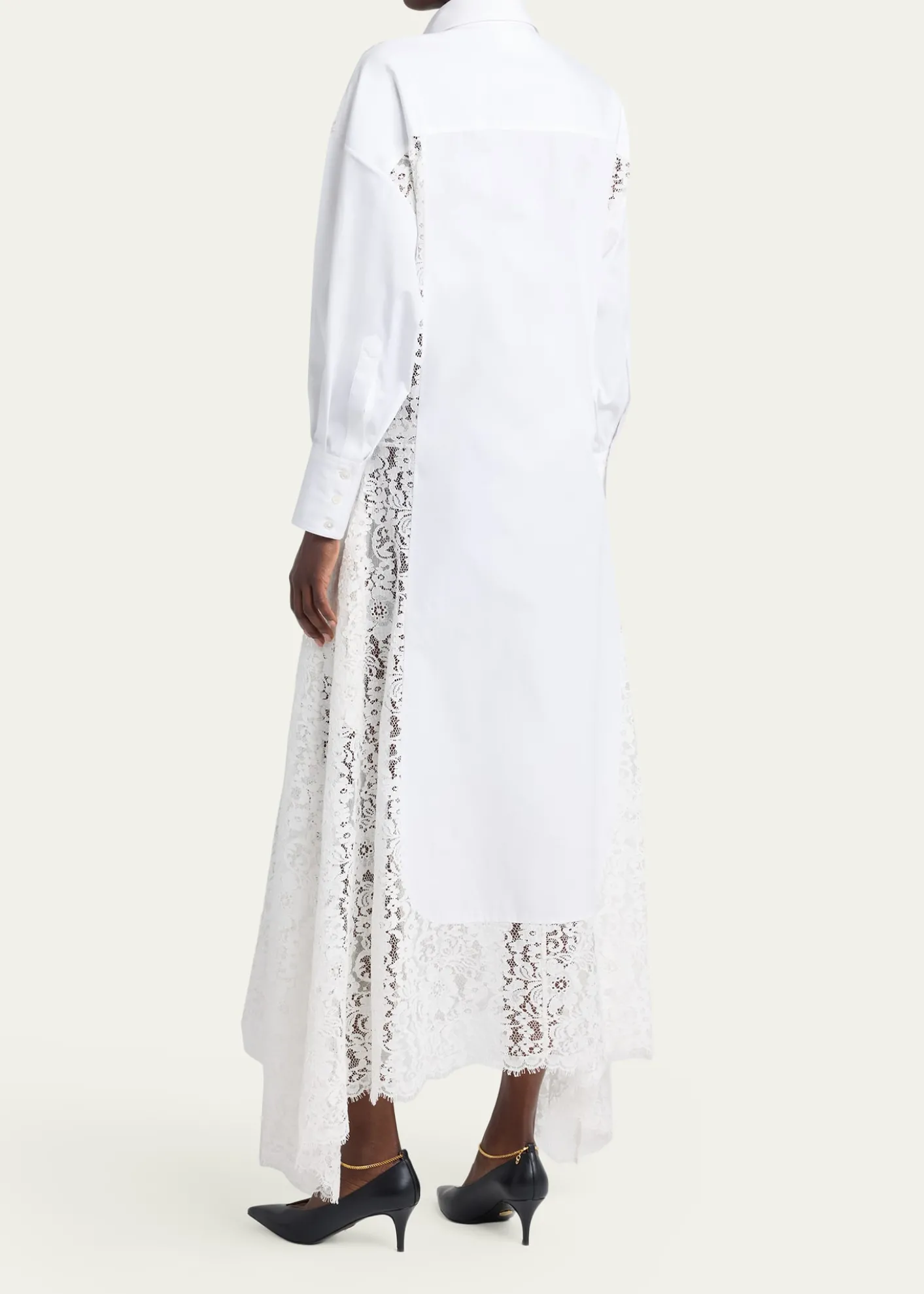 Stella McCartneyLace-Paneled Poplin Midi Shirtdress