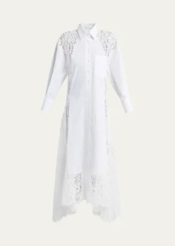 Stella McCartneyLace-Paneled Poplin Midi Shirtdress