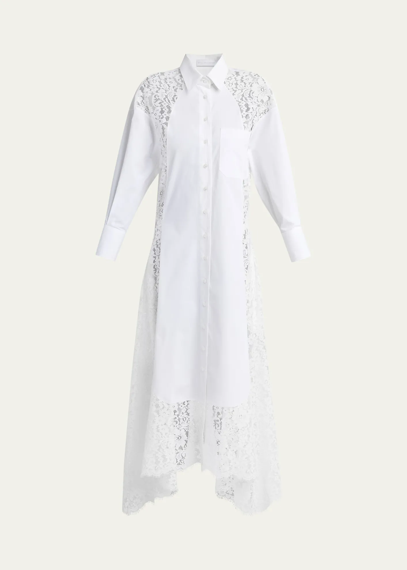 Stella McCartneyLace-Paneled Poplin Midi Shirtdress