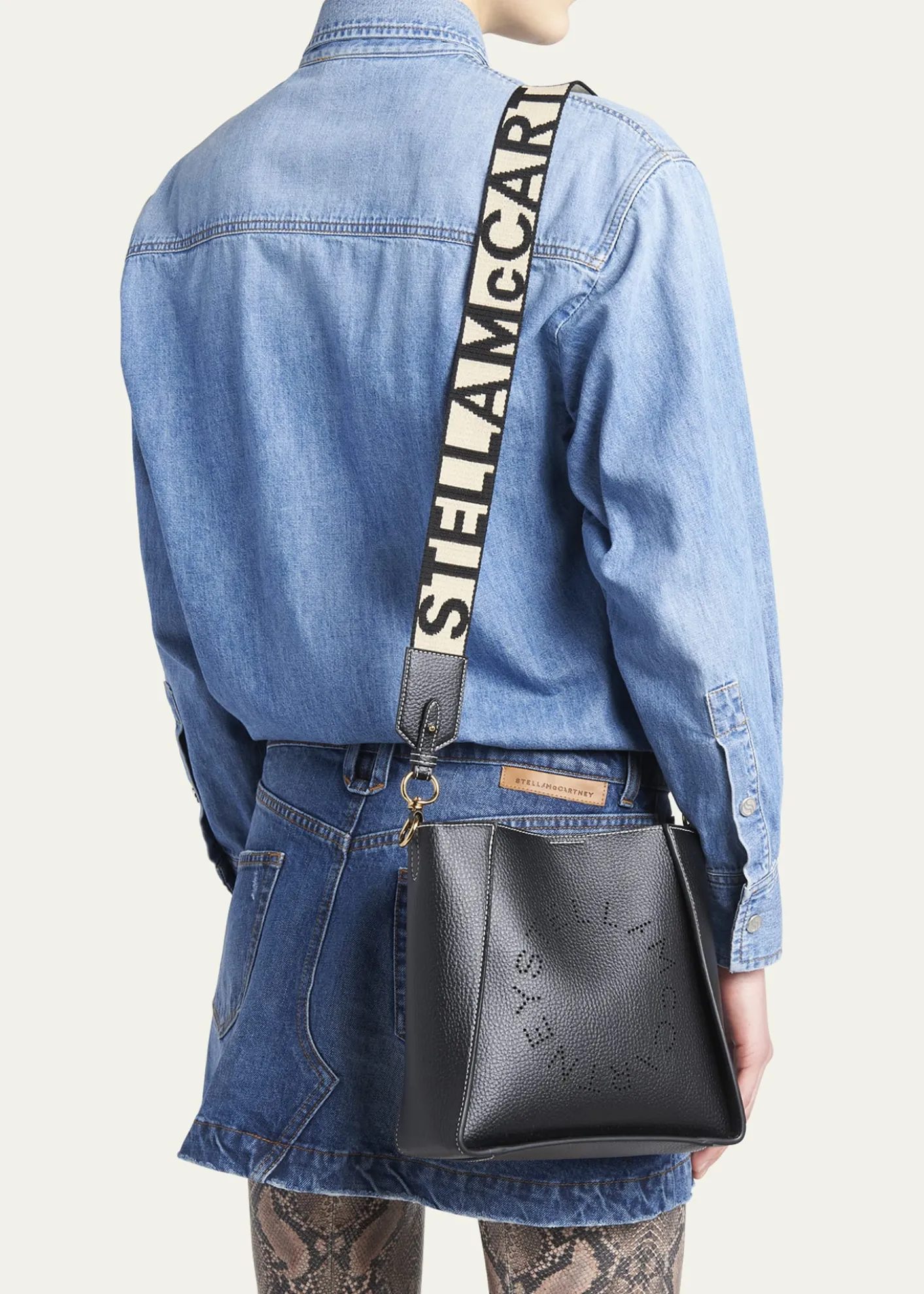 Stella McCartneyMini Logo Grain Vegan Leather Crossbody Bag