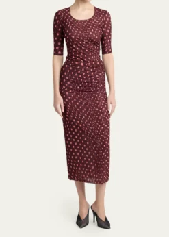Stella McCartneyPolka Dot Mesh Elbow-Sleeve Top