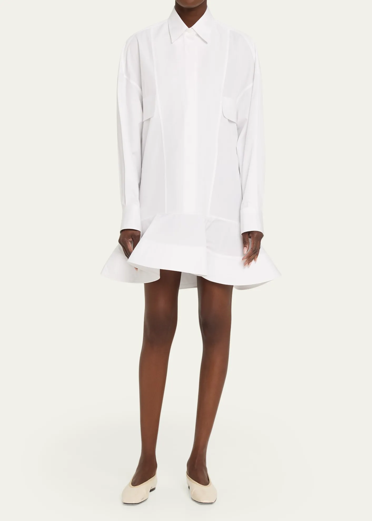 Stella McCartneyPoplin Peplum Pique Shirtdress