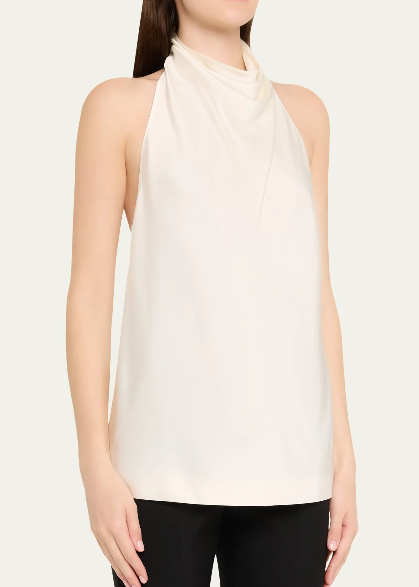 Stella McCartneySatin Backless Cowl Halter Top