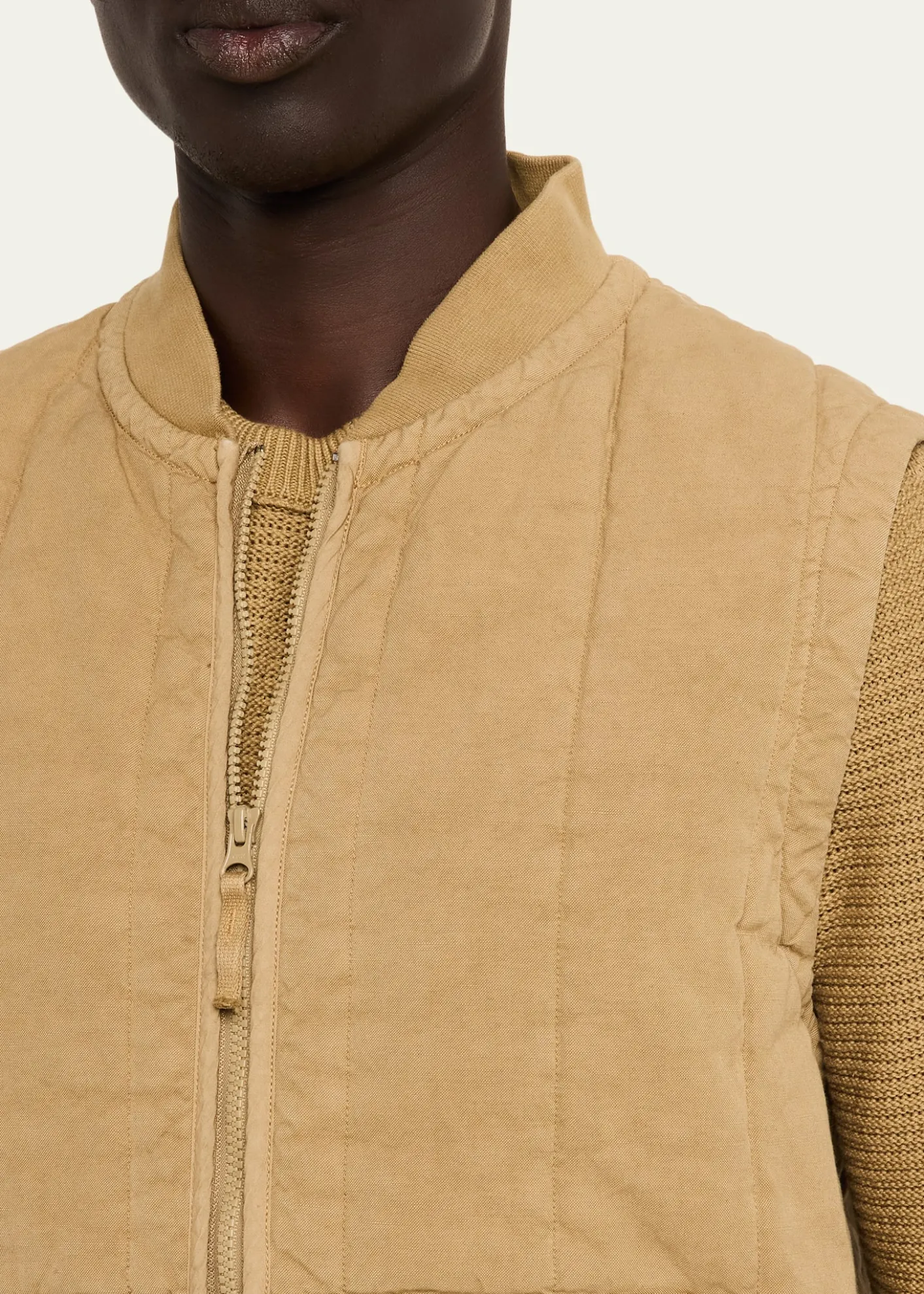 Stone IslandMen's Cotton and Flax Full-Zip Vest