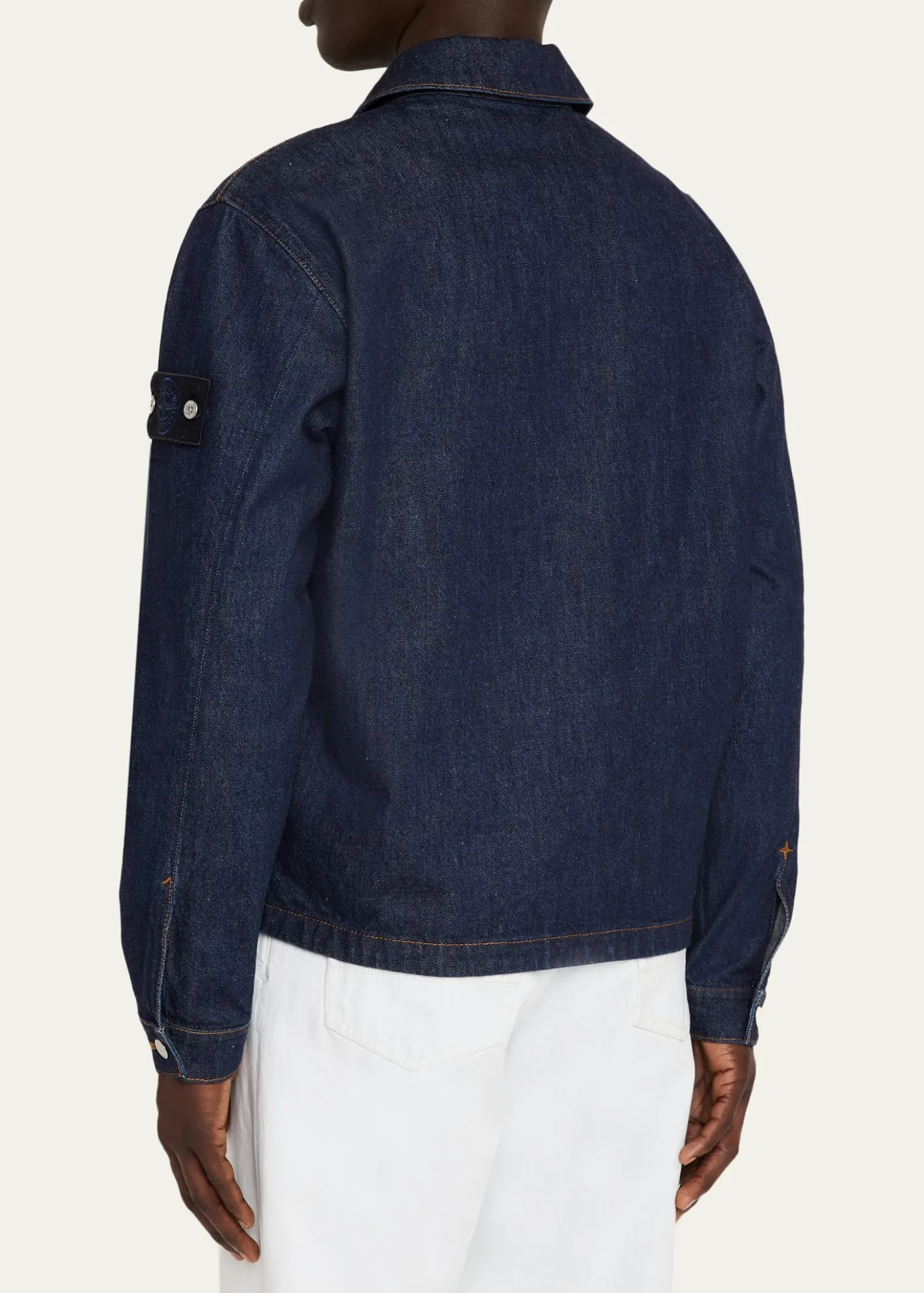 Stone IslandMen's Denim Button-Front Biker Jacket