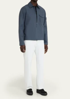 Stone IslandMen's Ghost Cotton Zip-Front Shirt Jacket
