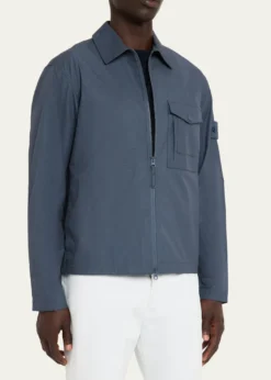 Stone IslandMen's Ghost Cotton Zip-Front Shirt Jacket