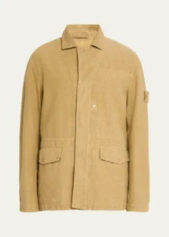 Stone IslandMen's Ghost Linen-Blend Shirt Jacket