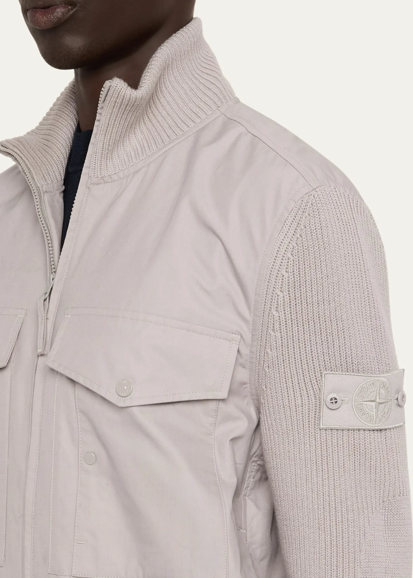 Stone IslandMen's Wool and Cotton Hybrid Knit Blouson