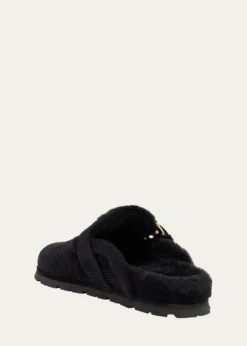 Stuart WeitzmanChrystie Shearling-Lined Corduroy Mules