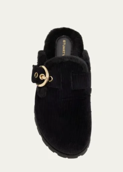 Stuart WeitzmanChrystie Shearling-Lined Corduroy Mules