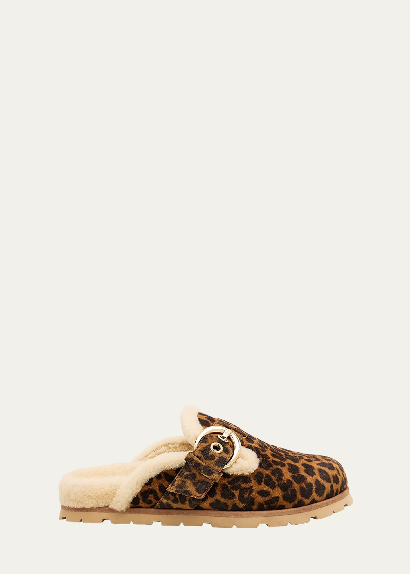 Stuart WeitzmanChrystie Shearling-Lined Leopard Suede Mules