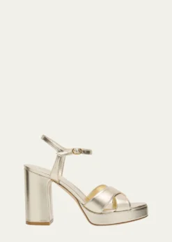 Stuart WeitzmanDayna Metallic Crisscross Platform Sandals