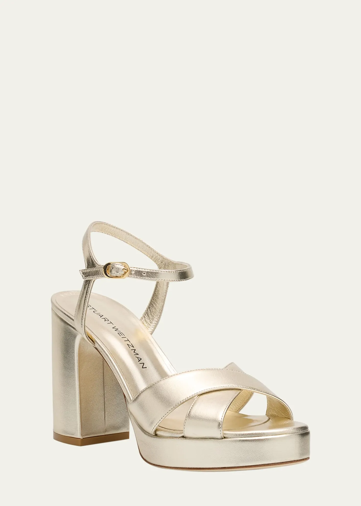 Stuart WeitzmanDayna Metallic Crisscross Platform Sandals