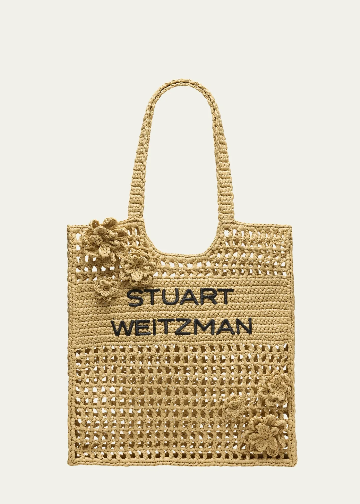Stuart WeitzmanMagnolia Flower Raffia Tote Bag