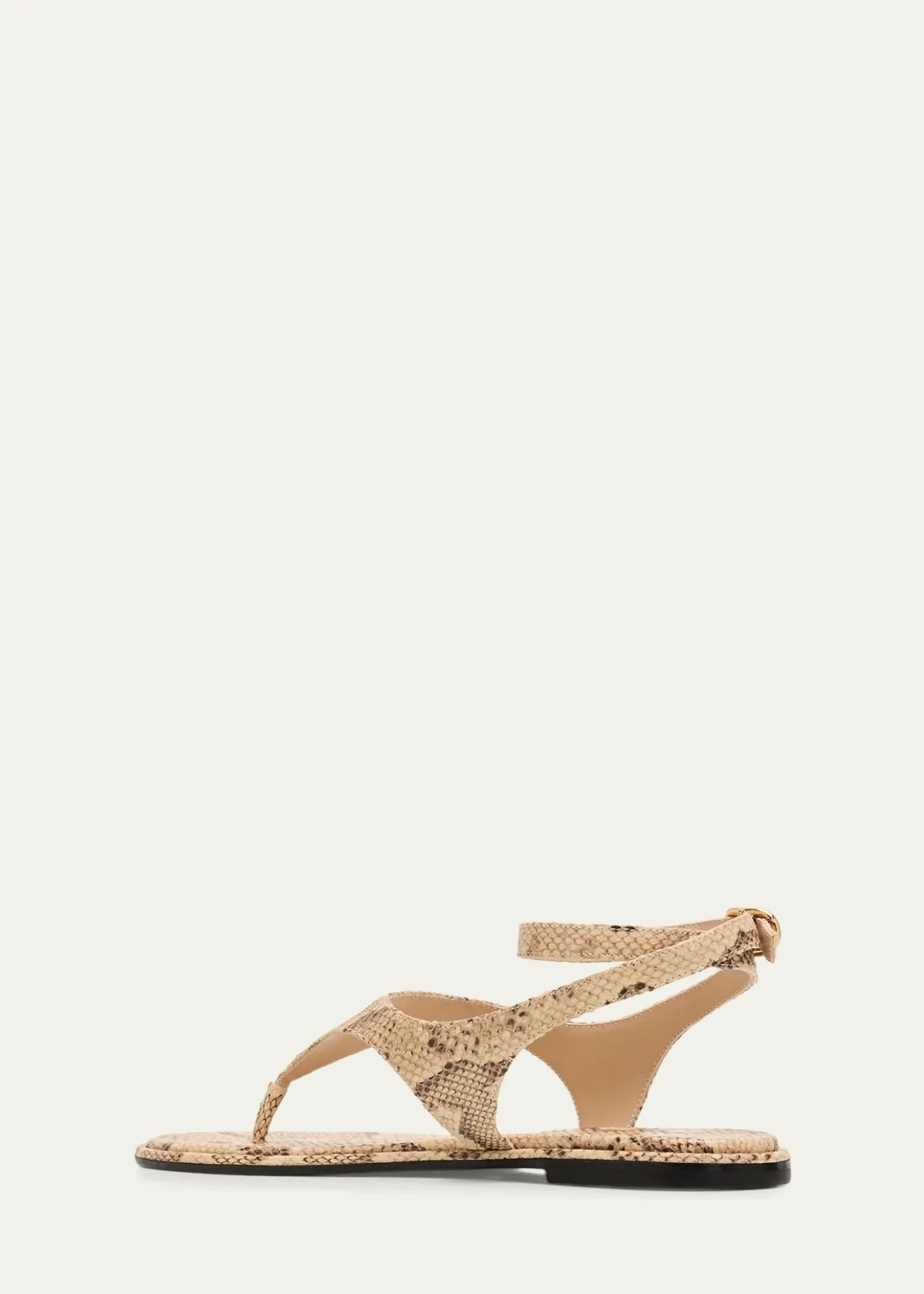 Stuart WeitzmanMarley Snake-Embossed Leather Flat Thong Sandals