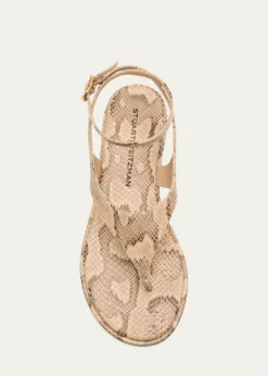 Stuart WeitzmanMarley Snake-Embossed Leather Flat Thong Sandals