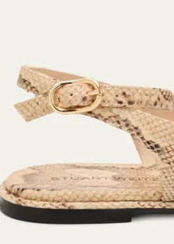 Stuart WeitzmanMarley Snake-Embossed Leather Flat Thong Sandals