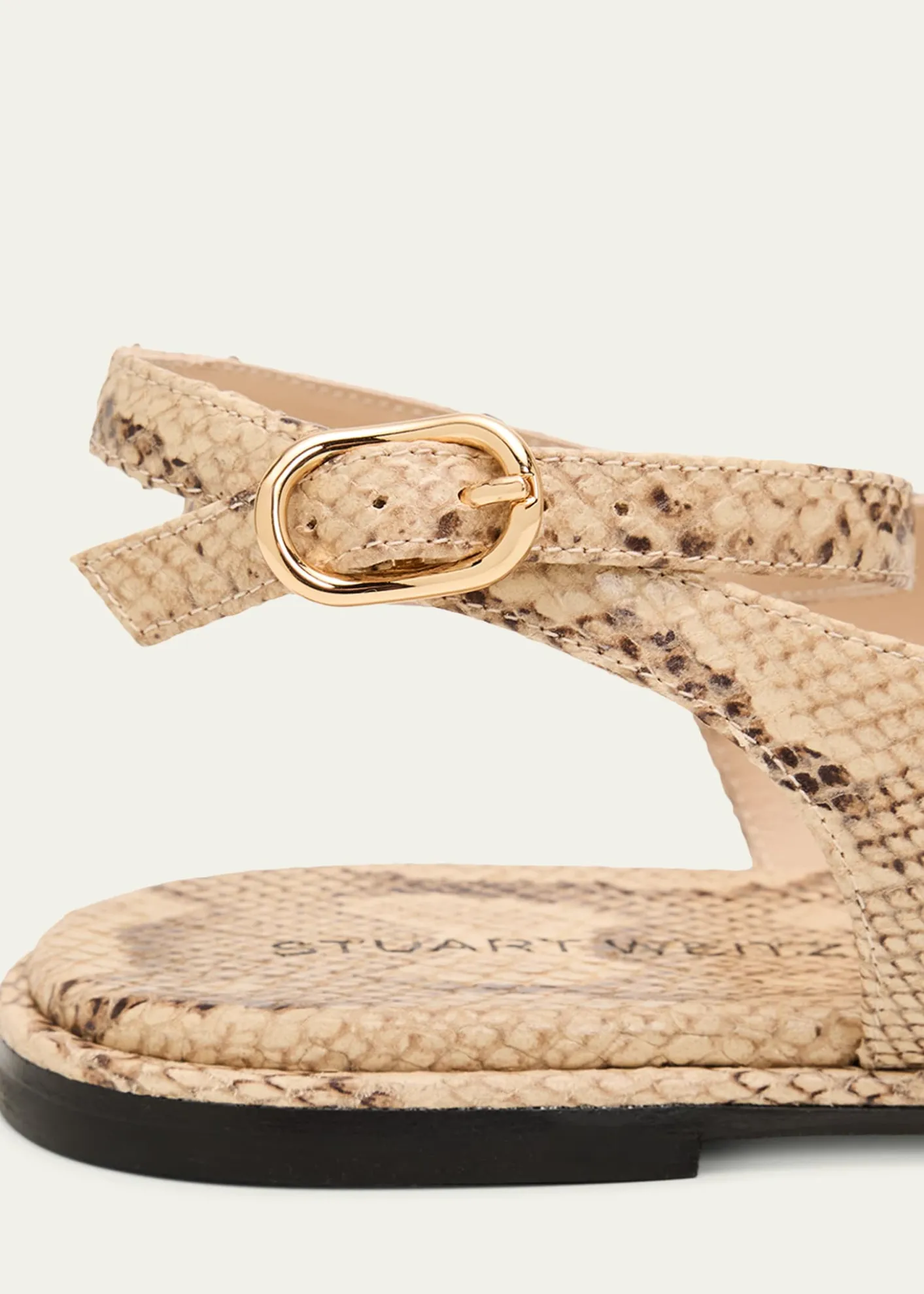 Stuart WeitzmanMarley Snake-Embossed Leather Flat Thong Sandals