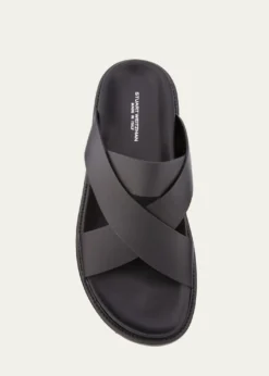 Stuart WeitzmanMen's Berkley Leather Criss-Cross Slide Sandals